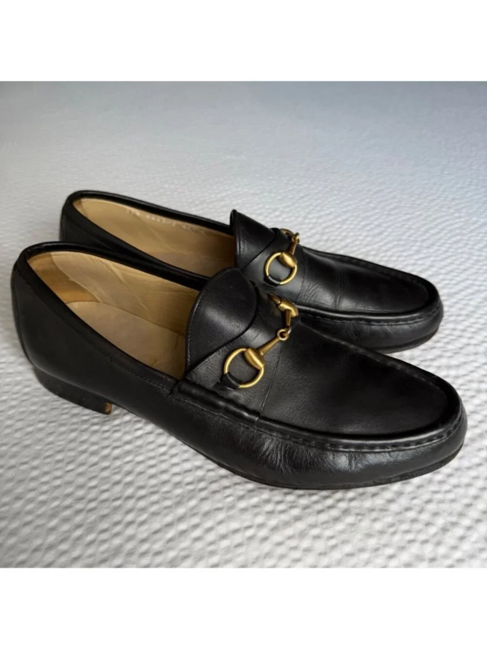 Gucci 1953 Horsebit Loafers Black Leather Mens Shoes Size 44.5 E 11.5 Made In It
